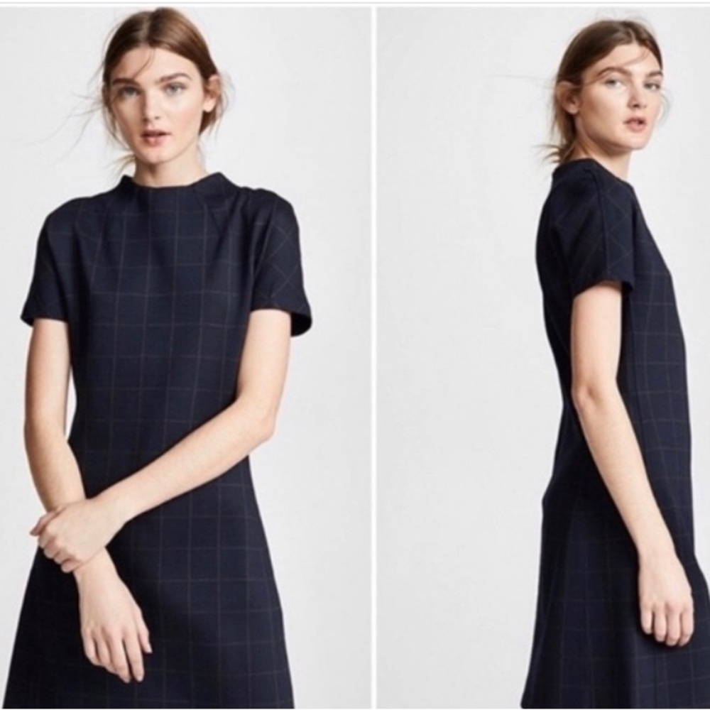 Theory Dolman windowpayne pattern dress